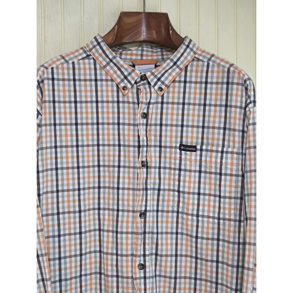Columbia Shirt Mens 2XLT Multicolor Plaid Long Sleeve‎ Button Up Stretch Casual